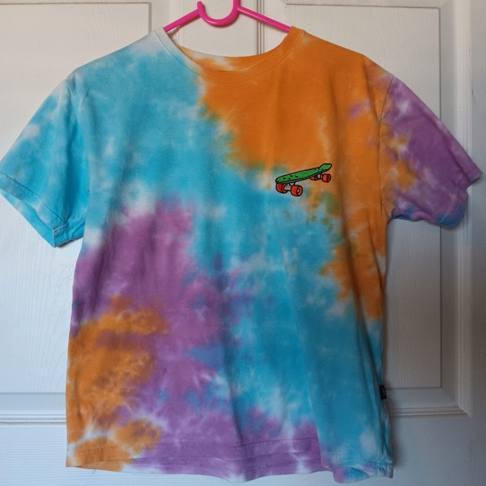 Sunrise Kingdom Skateboard Embroidered Tie-Dye T-Shirt Size S